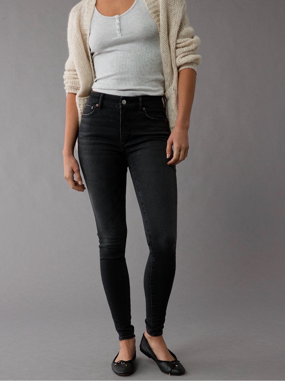 American Eagle Next Level Stretch Jegging Black Wash Skinny Jeans